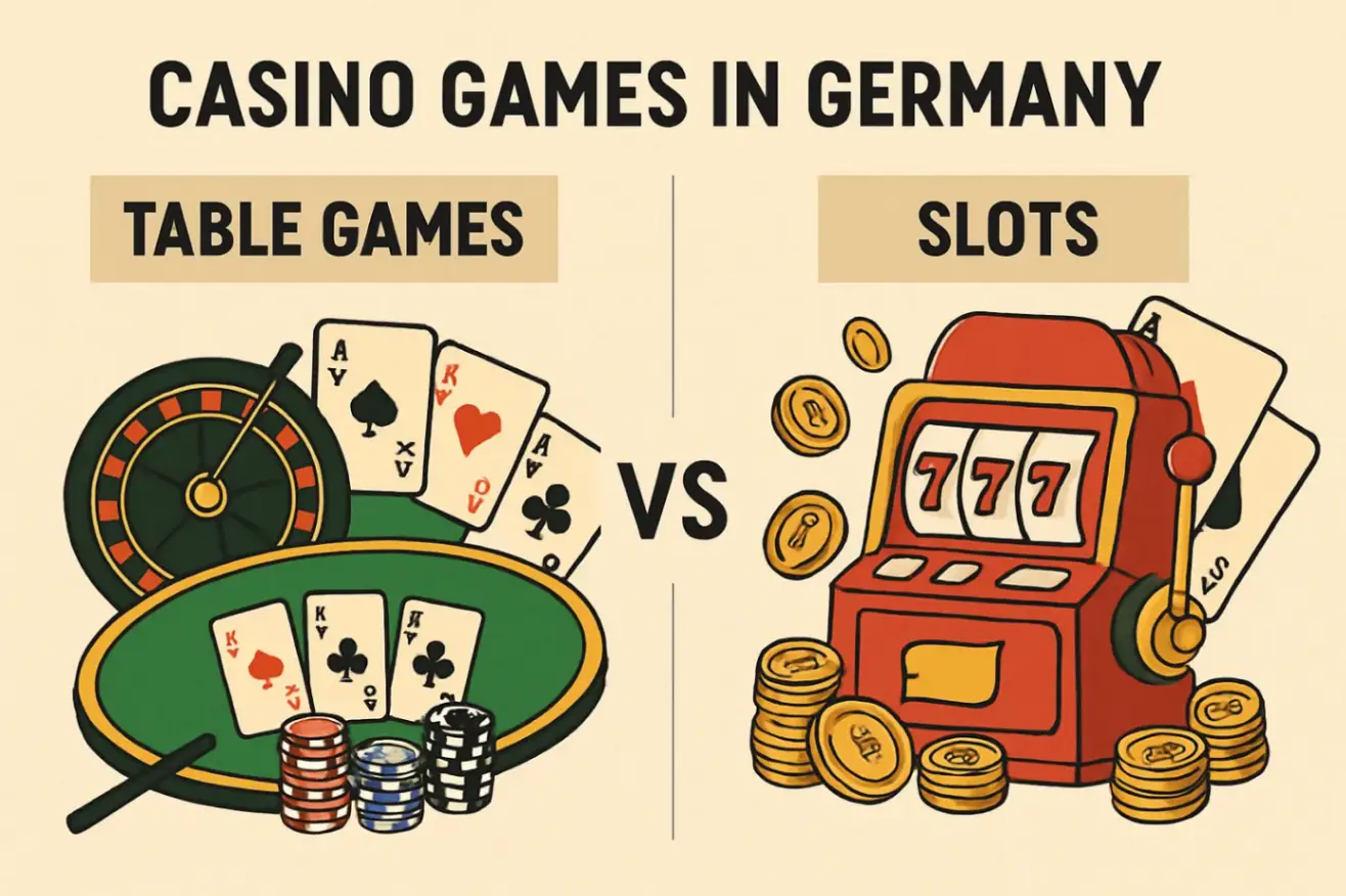 Сравнение популярных игр в казино Германии: настольные VS автоматы